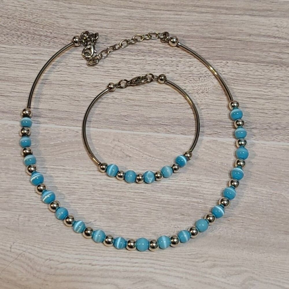 Nomination Italy Turquoise Bead Necklace Bracelet Set Gioie di Vita Box